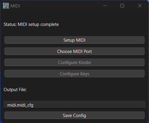 MIDI Configuration Screenshot