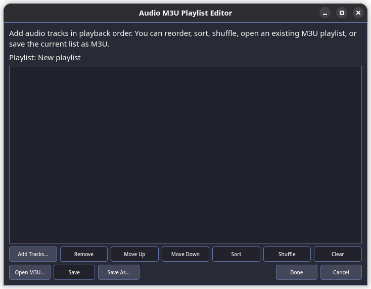 Audio M3U Playlist Editor