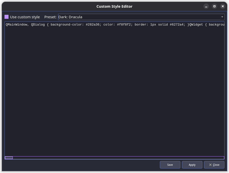 Custom Style Editor with Qt style text